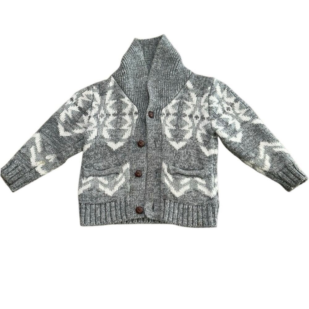 Baby Gap Kid's Gray Aztec Lebowski Button Front Cardigan Sweater Size 3T